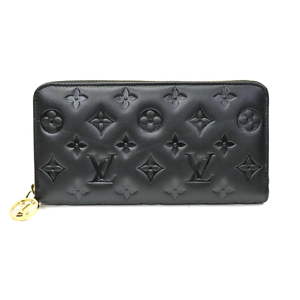 Louis Vuitton Zippy Wallet Monogram Long Lambskin Leather Black